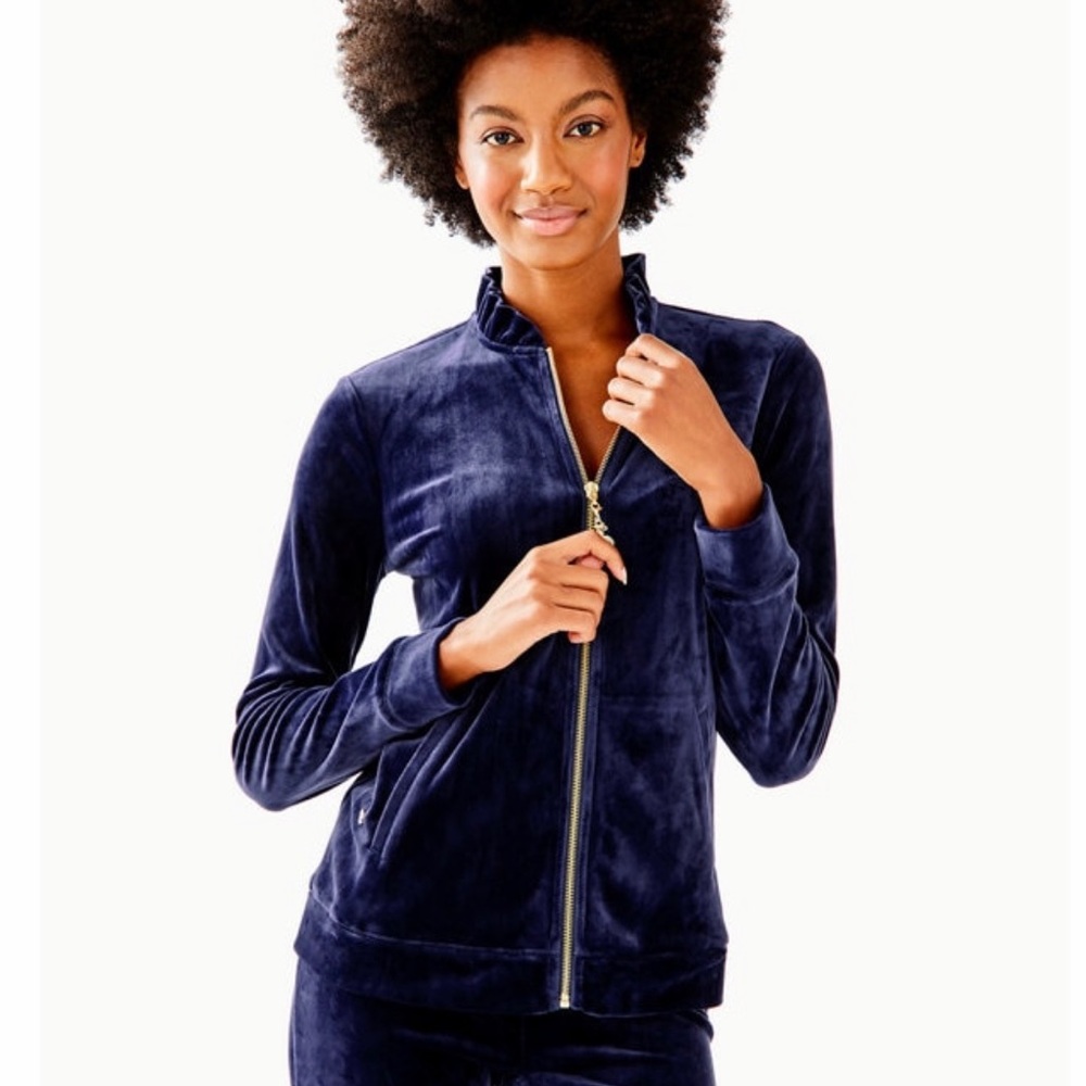 NWOT Lilly Pulitzer Jayla Ruffle Velour Jacket L